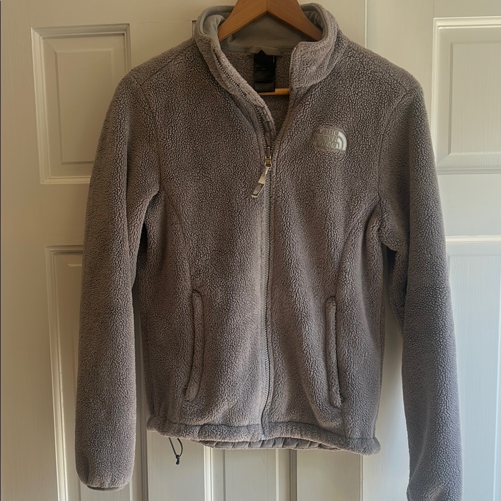 The North Face Plush Full-Zip Fleece Jacket in Light Gray